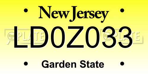 LD0Z033 New Jersey License Plate