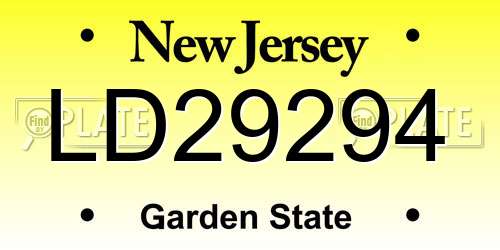 LD29294 New Jersey License Plate