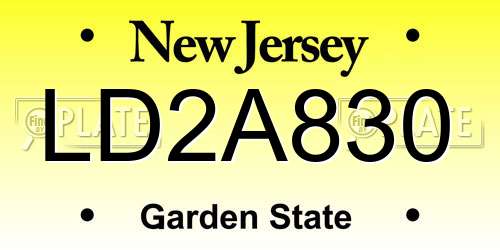 LD2A830 New Jersey License Plate