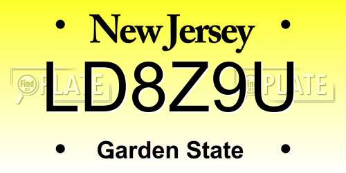 LD8Z9U New Jersey License Plate