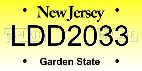 LDD2033 New Jersey License Plate