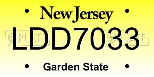 LDD7033 New Jersey License Plate