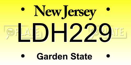 LDH229 New Jersey License Plate