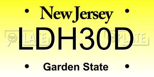 LDH30D New Jersey License Plate