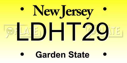 LDHT29 New Jersey License Plate