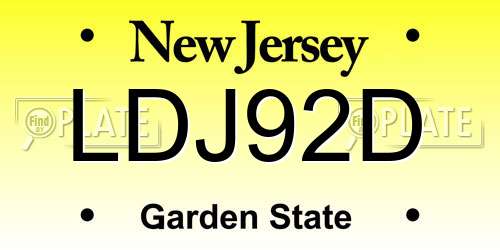 LDJ92D New Jersey License Plate