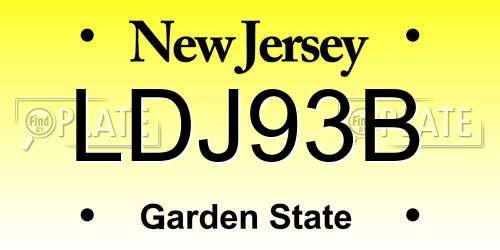 LDJ93B New Jersey License Plate