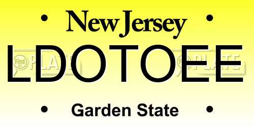 LDOTOEE New Jersey License Plate