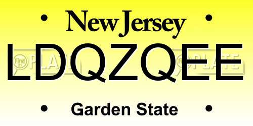 LDQZQEE New Jersey License Plate