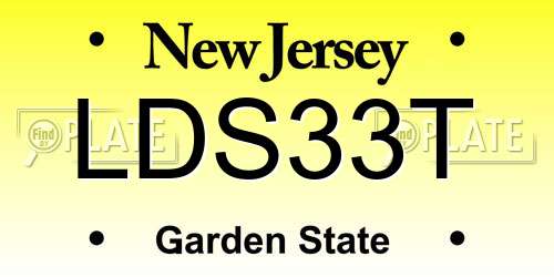LDS33T New Jersey License Plate