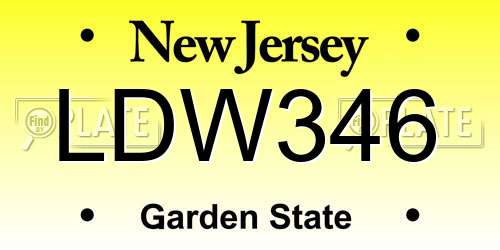 LDW346 New Jersey License Plate