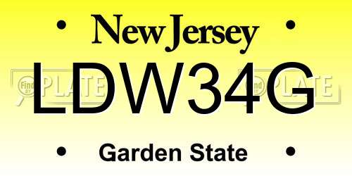 LDW34G New Jersey License Plate