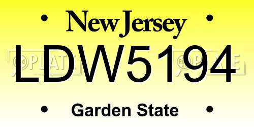 LDW5194 New Jersey License Plate