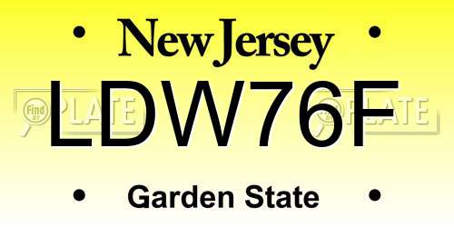 LDW76F New Jersey License Plate
