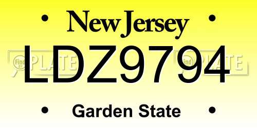 LDZ9794 New Jersey License Plate