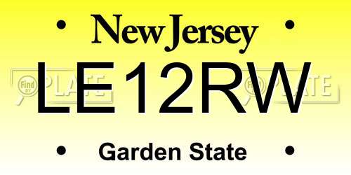 LE12RW New Jersey License Plate