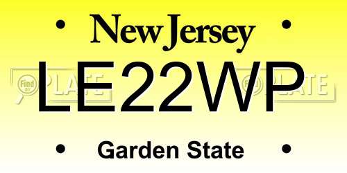 LE22WP New Jersey License Plate