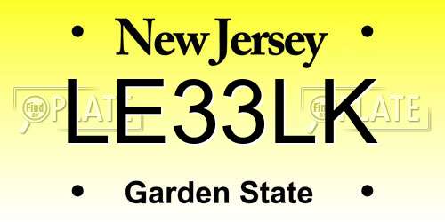 LE33LK New Jersey License Plate