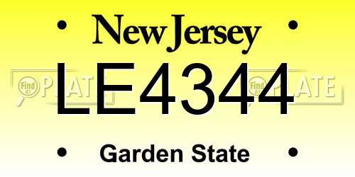 LE4344 New Jersey License Plate