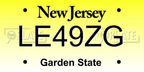 LE49ZG New Jersey License Plate
