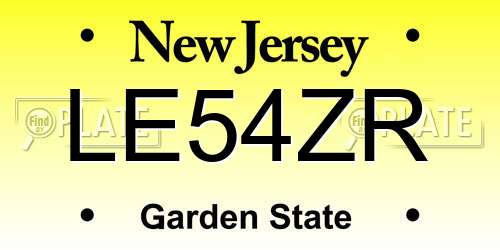 LE54ZR New Jersey License Plate