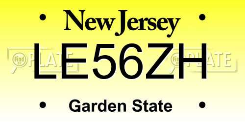 LE56ZH New Jersey License Plate