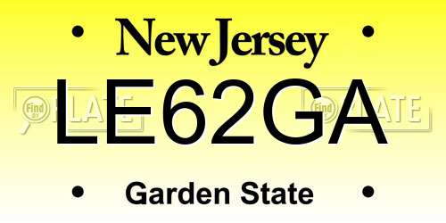 LE62GA New Jersey License Plate