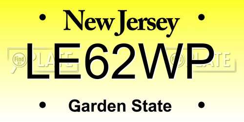 LE62WP New Jersey License Plate