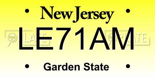LE71AM New Jersey License Plate