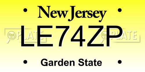 LE74ZP New Jersey License Plate