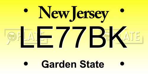 LE77BK New Jersey License Plate