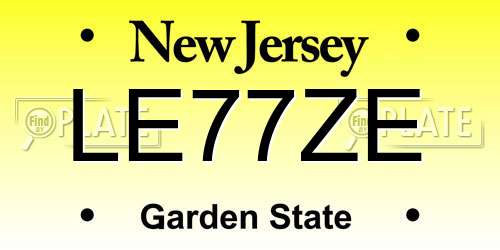 LE77ZE New Jersey License Plate