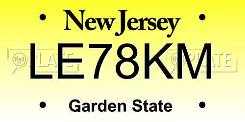 LE78KM New Jersey License Plate
