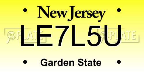LE7L5U New Jersey License Plate