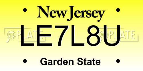 LE7L8U New Jersey License Plate