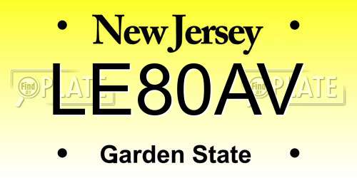 LE80AV New Jersey License Plate