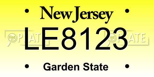 LE8123 New Jersey License Plate