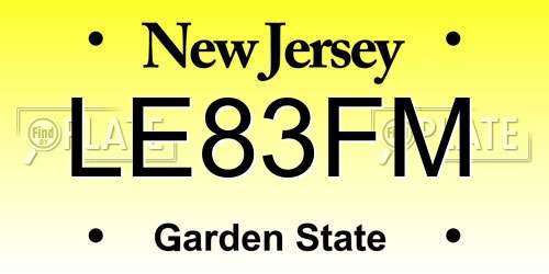 LE83FM New Jersey License Plate