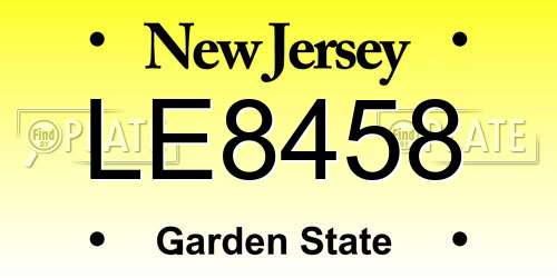 LE8458 New Jersey License Plate