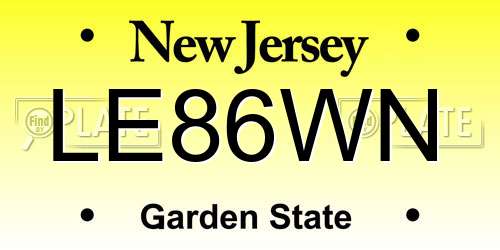 LE86WN New Jersey License Plate
