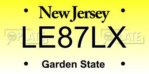 LE87LX New Jersey License Plate