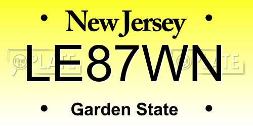 LE87WN New Jersey License Plate