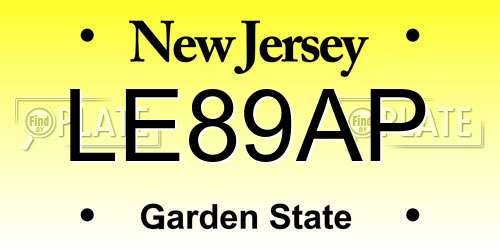 LE89AP New Jersey License Plate