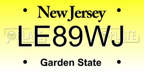 LE89WJ New Jersey License Plate