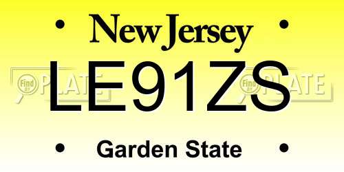 LE91ZS New Jersey License Plate