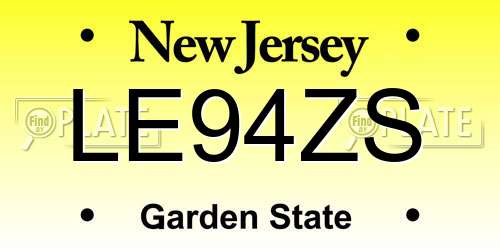 LE94ZS New Jersey License Plate