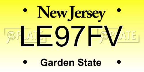 LE97FV New Jersey License Plate