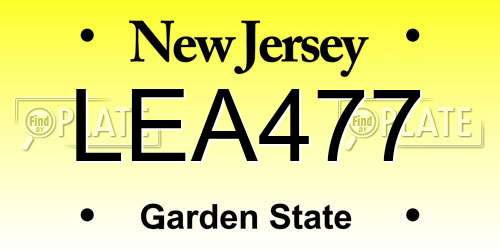 LEA477 New Jersey License Plate