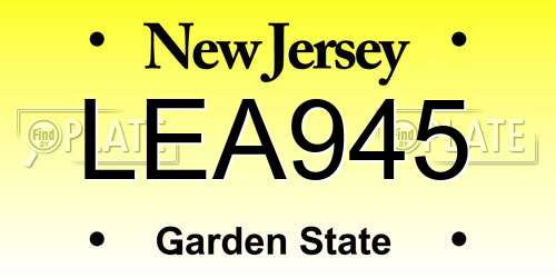 LEA945 New Jersey License Plate