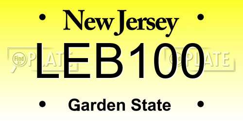 LEB100 New Jersey License Plate
